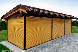 Vorbaurollläden PENTO, Dunkelbraun, Holz hell